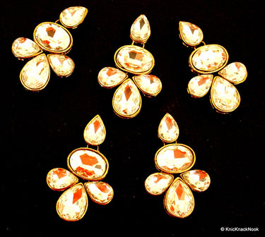 1 x Crystal Applique, Crystal Cabochon, Gold Applique - 140316A2